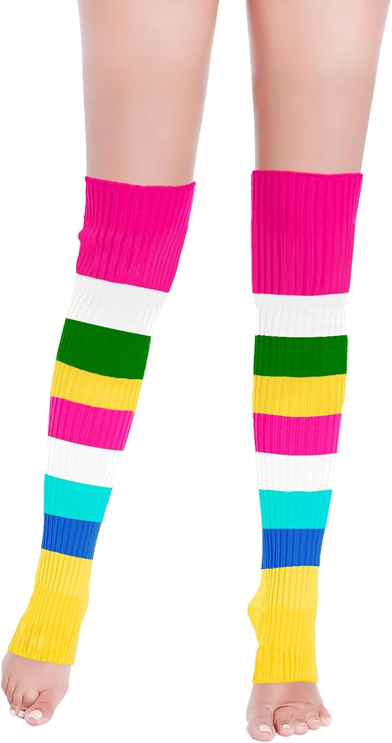 v28 Women’s Neon Knit Leg Warmer for 80s Party Dance Sports Yoga - Image 2